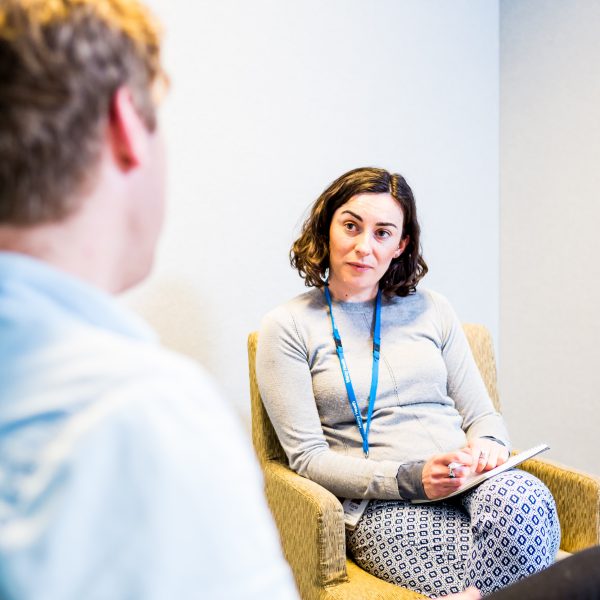 Woman in conversation