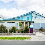 A long shot from across the road of the entrance to Mercy Health's Ursula Frayne Centre.